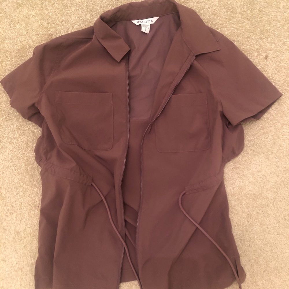 Athleta Chocolate Brown Short-Sleeve Utility Jacket